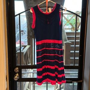 Fun & flirty like new crochet navy & pink dress.